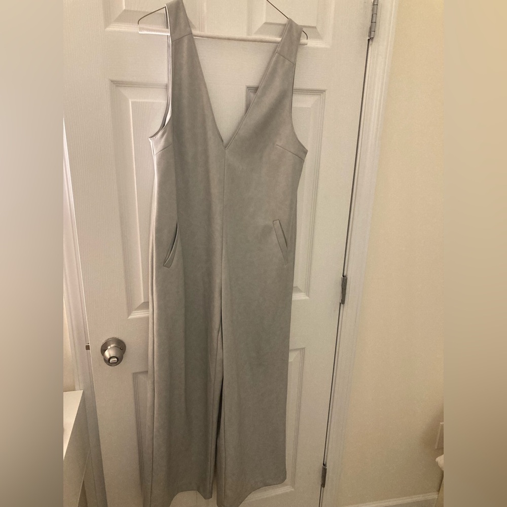 Gray Anthropologie Avec Les Filles Vegan Leather Wide Leg Jumpsuit XS